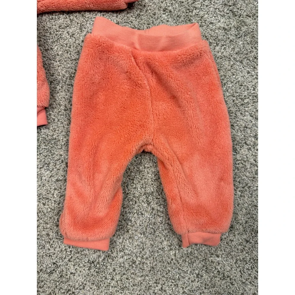 Pekkle Baby Girl Coral Orange Fleece Cherry Sweatshirt and Pants Set‎ 6M